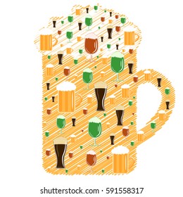 Beer set holiday for St. Patrick's day stylish vector illustration