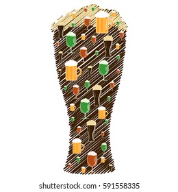 Beer set holiday for St. Patrick's day stylish vector illustration