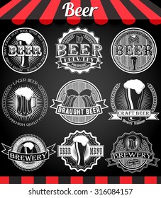 Beer set lager vintage labels chalkboard set of labels, badges, signs, banners. See more in set "Labels" of my portfolio
