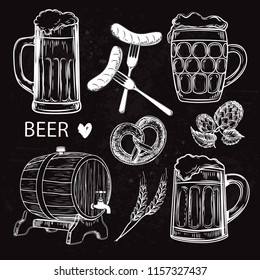 Beer set on a black background