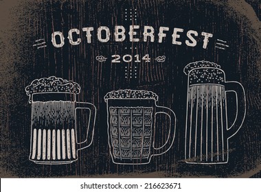 Beer set vintage sketch for Oktoberfest festival