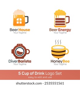 Beer Shape Logo Template Set. Good for Business, Agency, Community and Organization