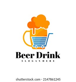 Beer Shop logo design vector, Creative Beer drink logo design Template Illustration