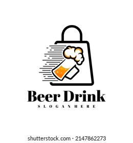 Beer Shop logo design vector, Creative Beer drink logo design Template Illustration