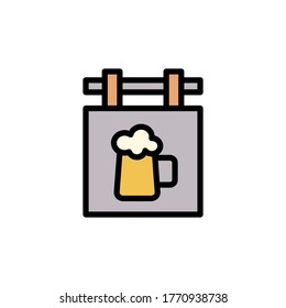 Beer sign, board icon. Simple color with outline vector elements of international beer day icons for ui and ux, website or mobile application