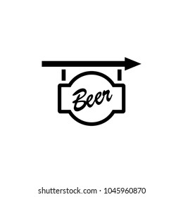Beer Signboard. Flat Vector Icon. Simple black symbol on white background