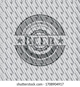 Beer silver badge or emblem. Scales pattern. Vector Illustration. Detailed. 