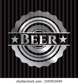 Beer silver badge. Vector Illustration. Mosaic.