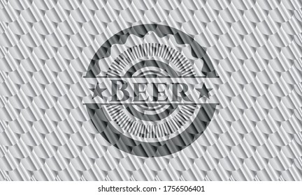 Beer silver emblem or badge. Scales pattern. Vector Illustration. Detailed. 