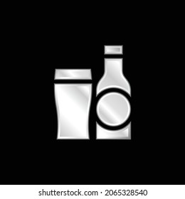Beer silver plated metallic icon