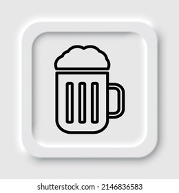 Beer simple icon vector. Flat design. Neumorphism design.ai