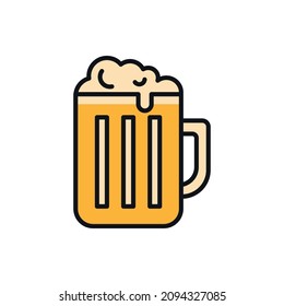 Ilustración vectorial de línea simple de cerveza.