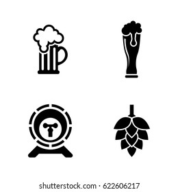 Beer. Simple Related Vector Icons Set for Video, Mobile Apps, Web Sites, Print Projects and Your Design. Black Flat Illustration on White Background.