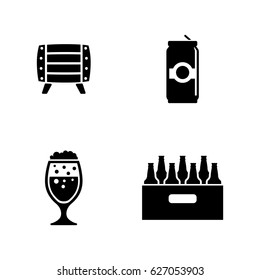 Beer. Simple Related Vector Icons Set for Video, Mobile Apps, Web Sites, Print Projects and Your Design. Black Flat Illustration on White Background.