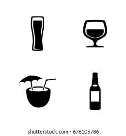 Beer. Simple Related Vector Icons Set for Video, Mobile Apps, Web Sites, Print Projects and Your Design. Black Flat Illustration on White Background.