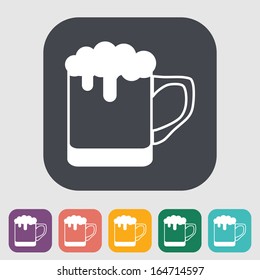 Beer. Single flat icon on the button. Vector illustration.