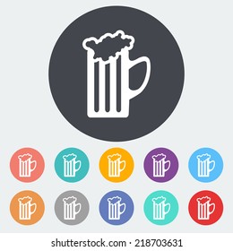 Beer. Single flat icon on the circle. Vector illustration.