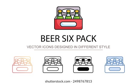 Beer Six Pack icon design with white background stock illustration