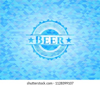 Beer sky blue emblem. Mosaic background