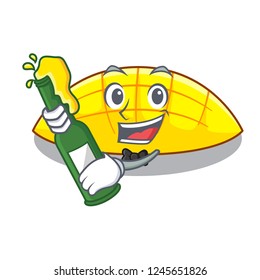 With beer slices mango on with cartoon funny