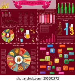 Beer snack  infographics, set elements, for creating your own infographics. Vector illustration