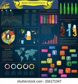 Beer snack  infographics, set elements, for creating your own infographics. Vector illustration