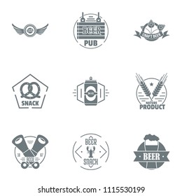 Beer snack logo set. Simple set of 9 beer snack vector logo for web isolated on white background