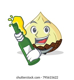With beer snake fruit mascot cartoon