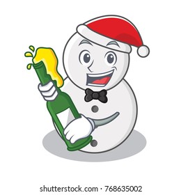 With beer snowman character cartoon style