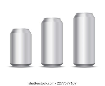 Caña de aluminio aislada de botella de metal vectorial de cerveza. Plantilla de simulación de bebidas refrescantes de cerveza de acero