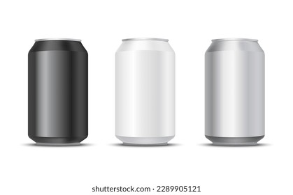 Beer soda vector metal bottle blank isolated aluminium can. Steel beer soda beverage mockup template