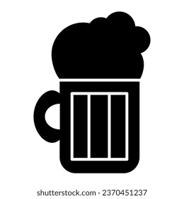 Beer solid icon. Beer mug illustration isolated on white. Alcohol pint glass with froth glyph style design, designed for web and app. Eps 10