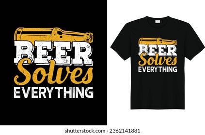 Cerveza lo resuelve todo, alcohol divertido dice diseño de camisetas de cerveza retro vintage