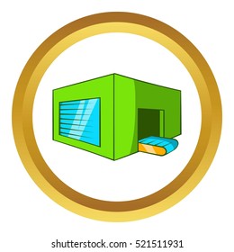 Beer sorting plant vector icon in golden circle, cartoon style isolated on white background