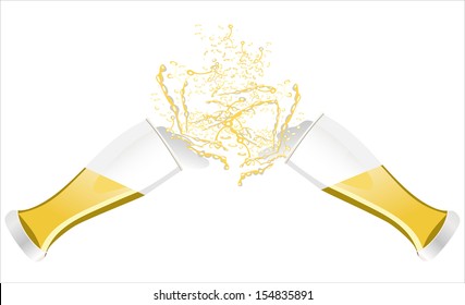 Beer splash in glasses isolated on white