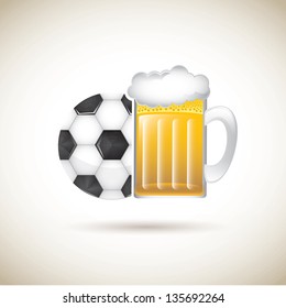 beer and sport over brown background vector illustration