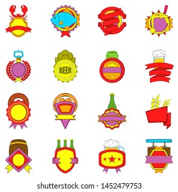 Beer star icons set. Cartoon set of 16 beer star vector icons for web isolated on white background
