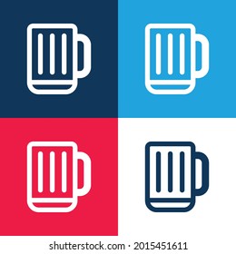 Beer Stein blue and red four color minimal icon set