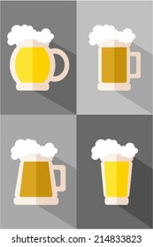 beer stein flat icons set