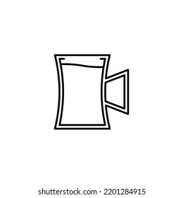 beer stein glass icon with full filled with water on white background. simple, line, silhouette and clean style. black and white. suitable for symbol, sign, icon or logo