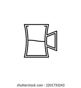 beer stein glass icon with half filled with water on white background. simple, line, silhouette and clean style. black and white. suitable for symbol, sign, icon or logo