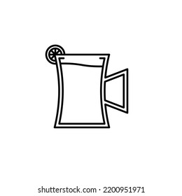 beer stein glass icon with lemon slice on white background. simple, line, silhouette and clean style. black and white. suitable for symbol, sign, icon or logo