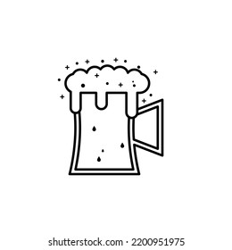 beer stein glass icon with soda and foam on white background. simple, line, silhouette and clean style. black and white. suitable for symbol, sign, icon or logo