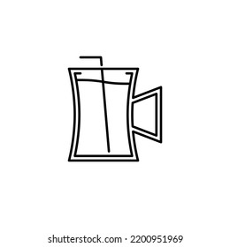 beer stein glass icon with straw on white background. simple, line, silhouette and clean style. black and white. suitable for symbol, sign, icon or logo