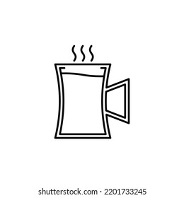 beer stein glass icon with warm water on white background. simple, line, silhouette and clean style. black and white. suitable for symbol, sign, icon or logo