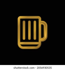 Beer Stein gold plated metalic icon or logo vector