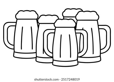 Beer Stein Line Art Classic Brewed Design com Vintage Apelo (3)