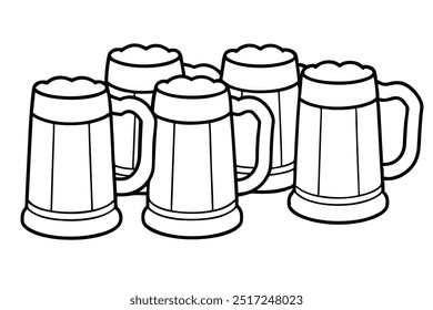 Beer Stein Line Art Classic Brewed Design com Vintage Apelo (1)