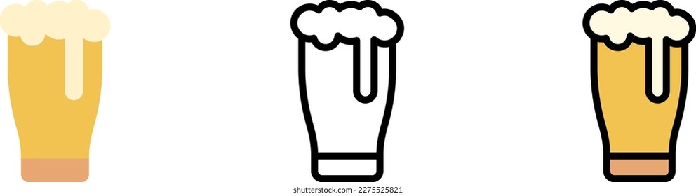 Beer stein vector icon in different styles. Line, color, filled outline