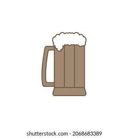 Beer stein. Wooden or clay beer mug. Editable isolated vector illustration, icon and clipart on white background.